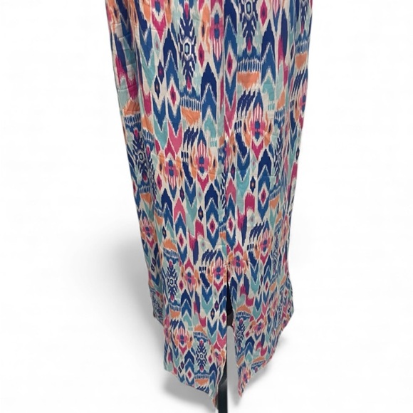 Gap Strapless Smocked Bodice Maxi Dress Ikat Print w/ Side Slits – Size S - Picture 2 of 8